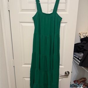 Green Tiered Maxi Dress - Women's Sleeveless Sundress